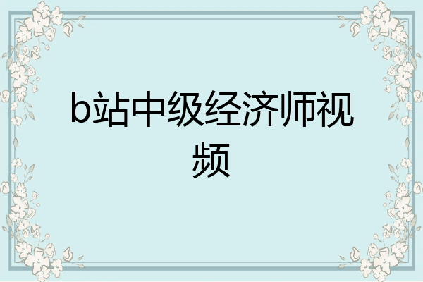 b站中级经济师视频