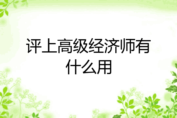 评上高级经济师有什么用