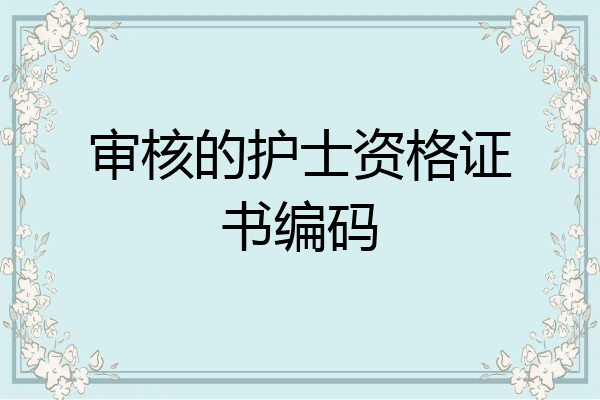 审核的护士资格证书编码