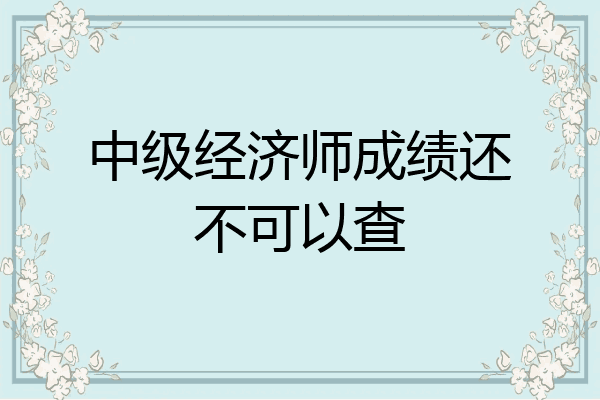 中级经济师成绩还不可以查