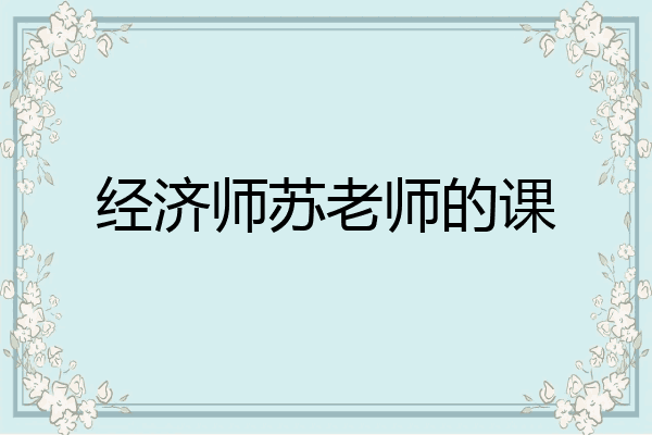 经济师苏老师的课