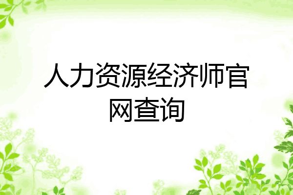 人力资源经济师官网查询