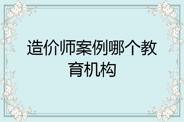造价师案例哪个教育机构