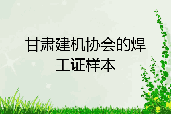 甘肃建机协会的焊工证样本