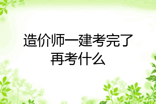 造价师一建考完了再考什么