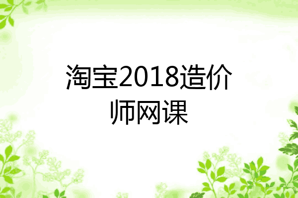 淘宝2018造价师网课