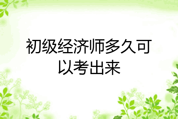 初级经济师多久可以考出来