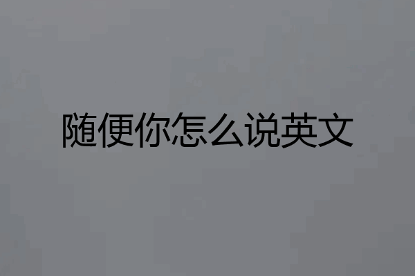 随便你怎么说英文