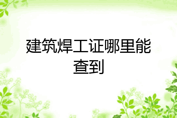 建筑焊工证哪里能查到