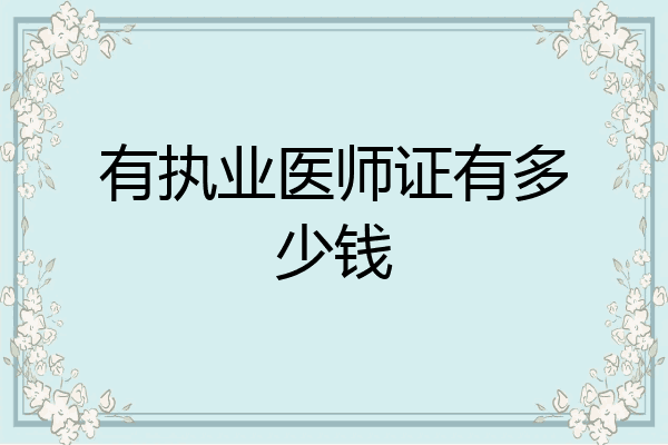 有执业医师证有多少钱