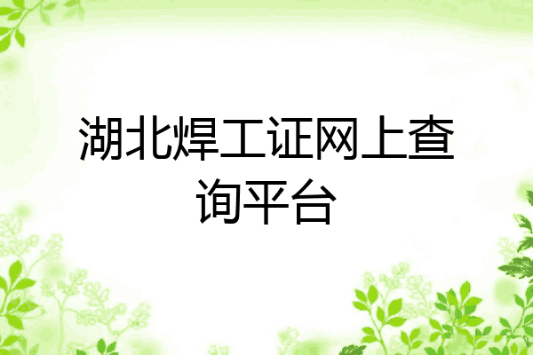 湖北焊工证网上查询平台