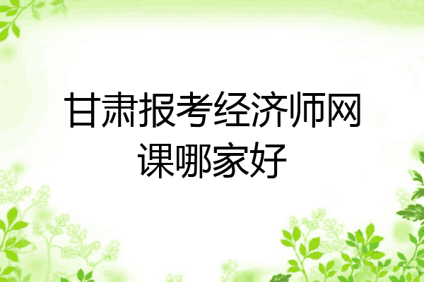 甘肃报考经济师网课哪家好
