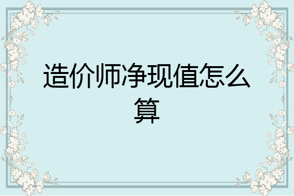 造价师净现值怎么算