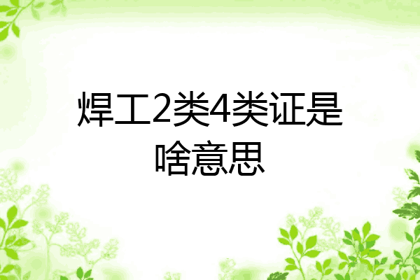 焊工2类4类证是啥意思