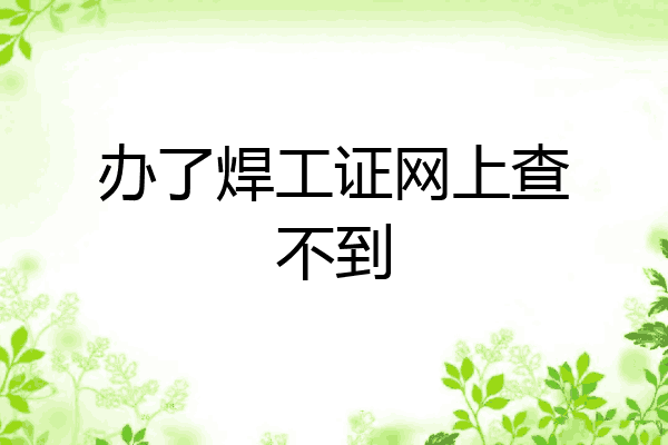 办了焊工证网上查不到