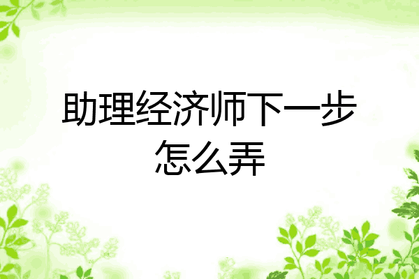 助理经济师下一步怎么弄