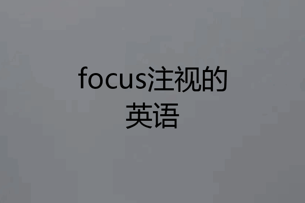 focus注视的英语