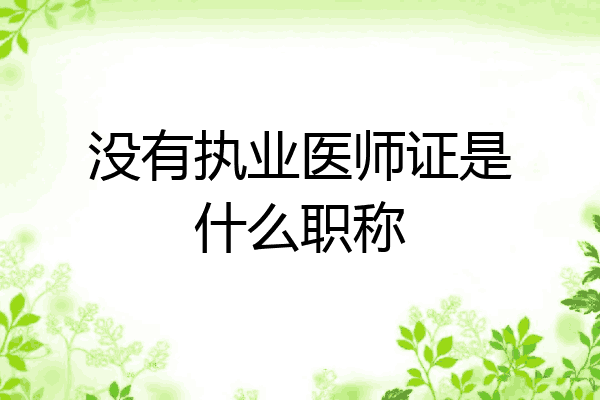 没有执业医师证是什么职称