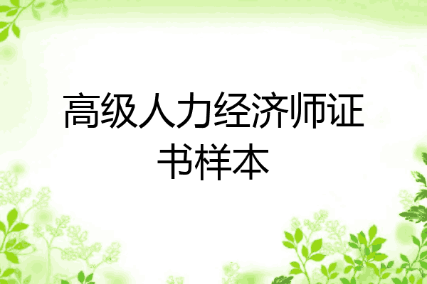 高级人力经济师证书样本