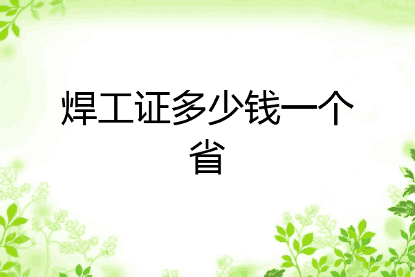 焊工证多少钱一个省