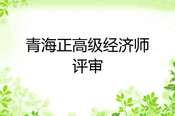 青海正高级经济师评审