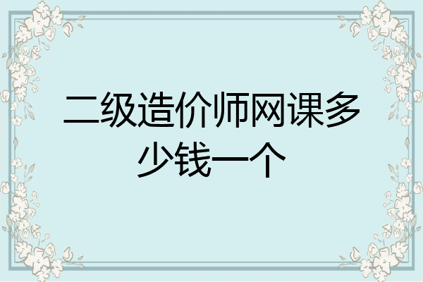 二级造价师网课多少钱一个