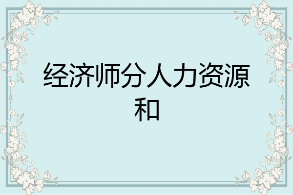 经济师分人力资源和