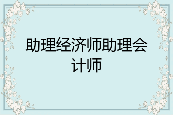 助理经济师助理会计师
