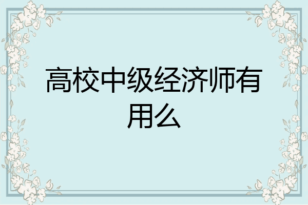 高校中级经济师有用么