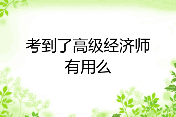 考到了高级经济师有用么