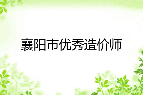 襄阳市优秀造价师