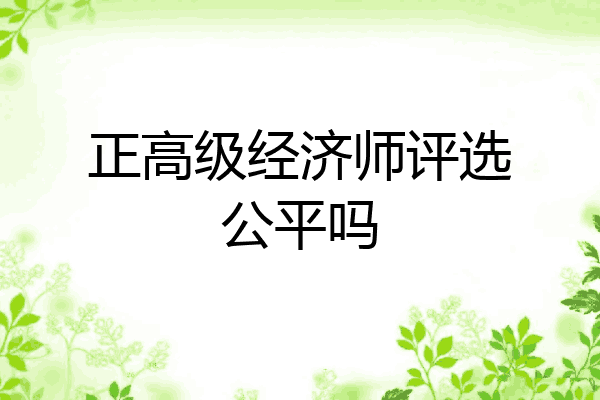 正高级经济师评选公平吗