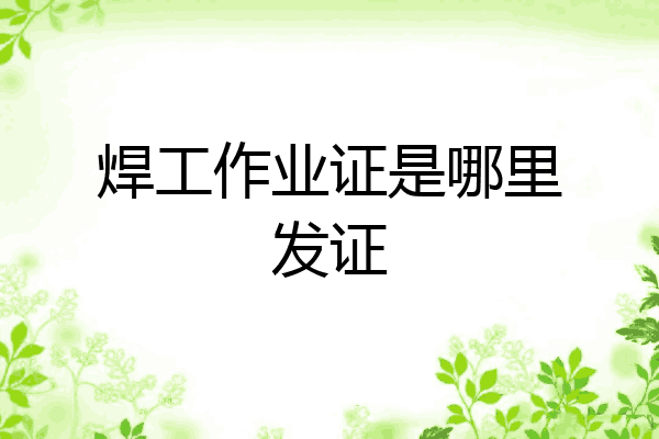 焊工作业证是哪里发证