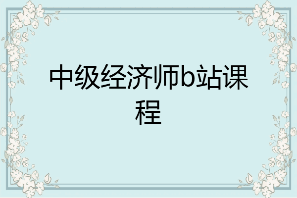 中级经济师b站课程