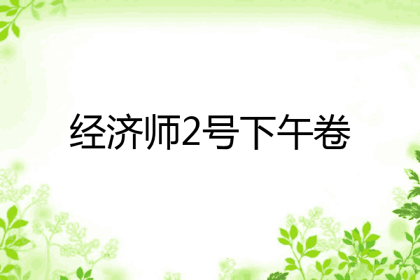 经济师2号下午卷