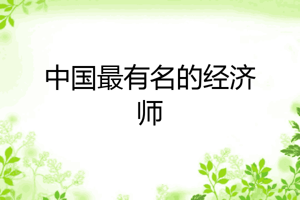 中国最有名的经济师