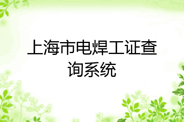上海市电焊工证查询系统