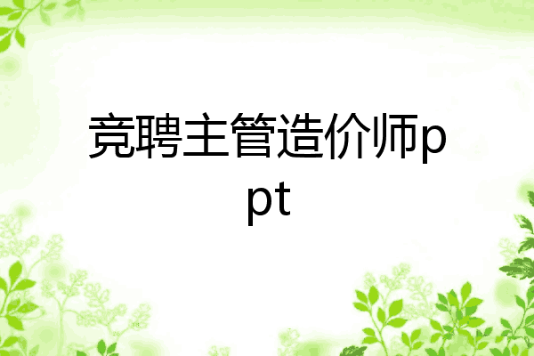 竞聘主管造价师ppt
