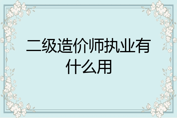 二级造价师执业有什么用