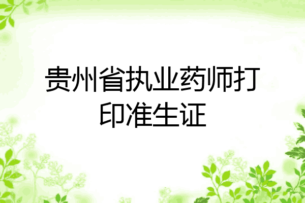 贵州省执业药师打印准生证