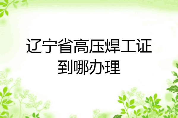 辽宁省高压焊工证到哪办理