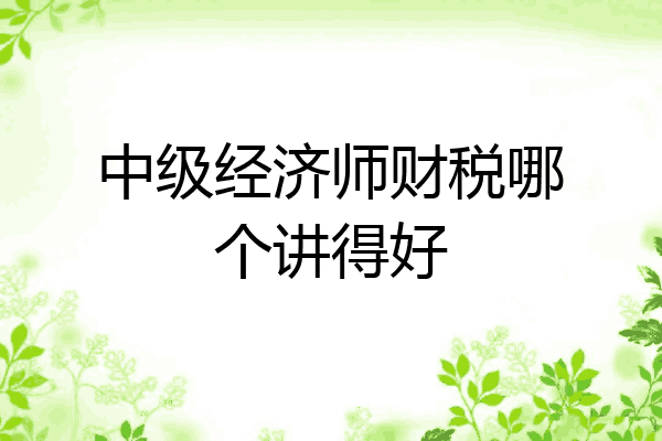 中级经济师财税哪个讲得好