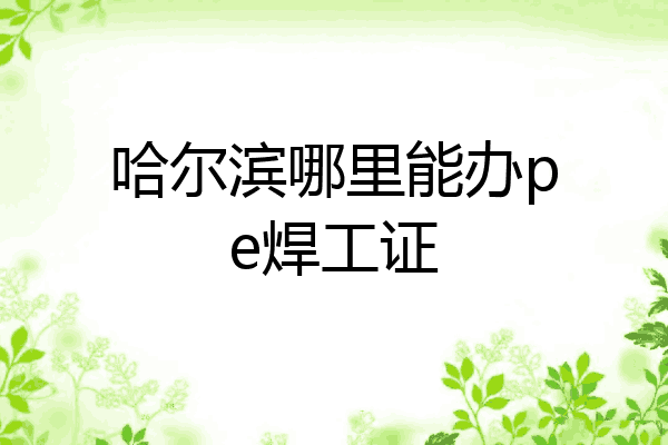 哈尔滨哪里能办pe焊工证