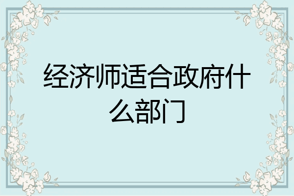 经济师适合政府什么部门