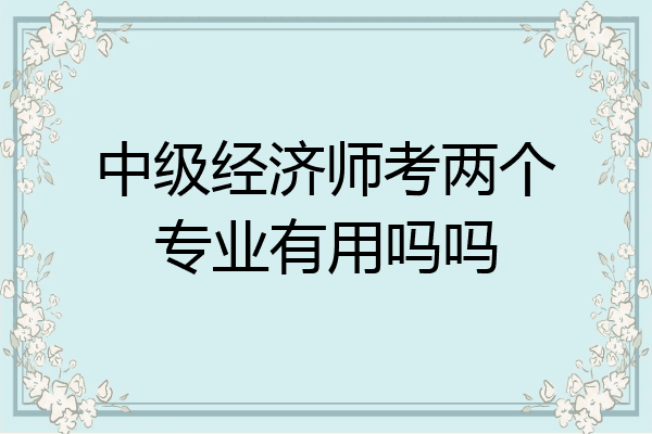 中级经济师考两个专业有用吗吗