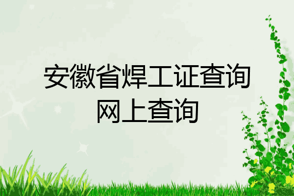 安徽省焊工证查询网上查询