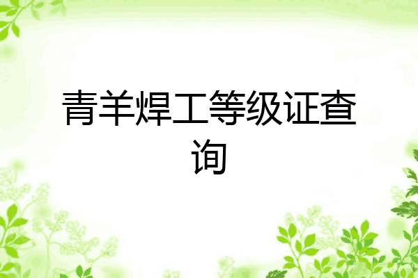 青羊焊工等级证查询