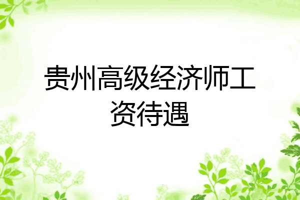 贵州高级经济师工资待遇