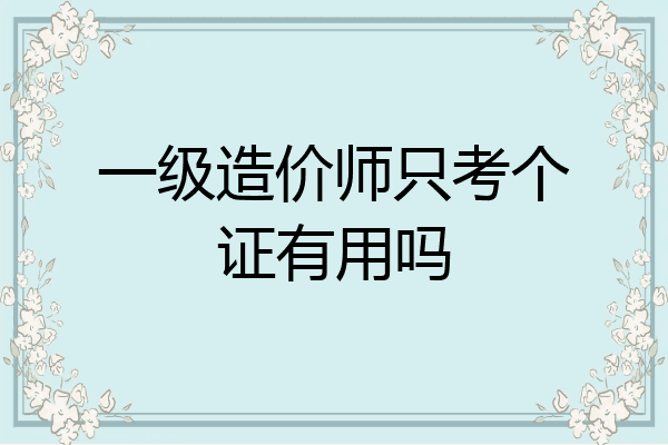 一级造价师只考个证有用吗
