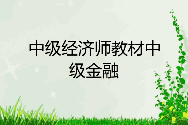 中级经济师教材中级金融